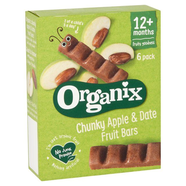 Organix Chunky Apple &amp;amp; Date Organic Fruit Bars Toddler Snack Multipack   6 x 17g