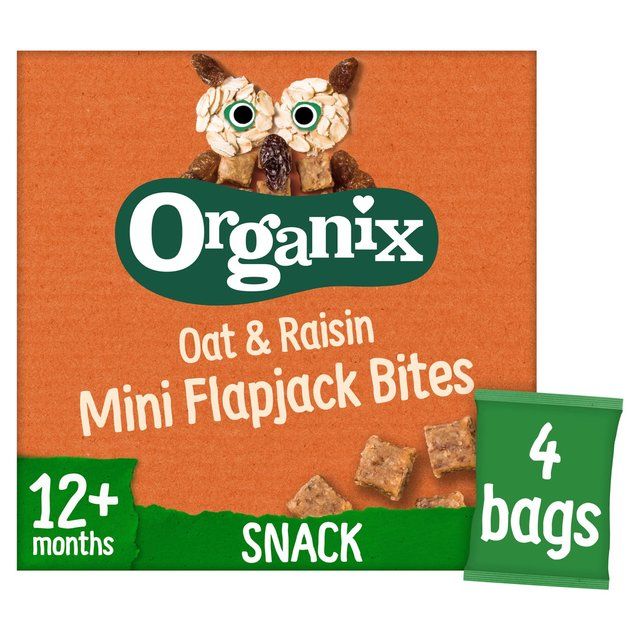 Organix Mini Organic Oat &amp;amp; Raisin Flapjack Toddler Snacks Multipack   4 x 20g