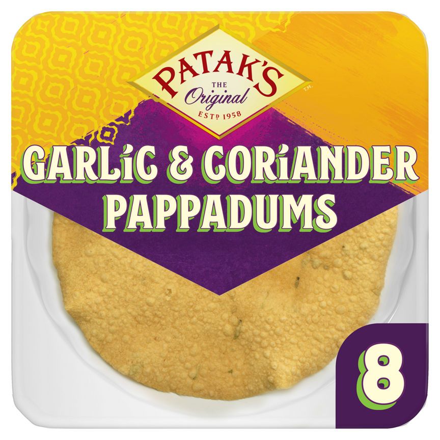 Patak's Garlic &amp;amp; Coriander Pappadums x 8