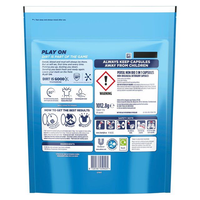 Persil Non Bio 3 in 1 Laundry Washing Detergent Capsules 48 Washes   48 per pack