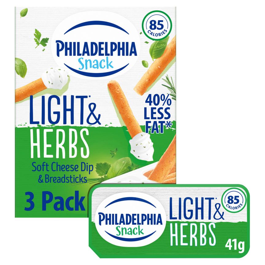Philadelphia Snack Light &amp;amp; Herbs Soft Cheese Dip &amp;amp; Wholegrain Breadsticks
