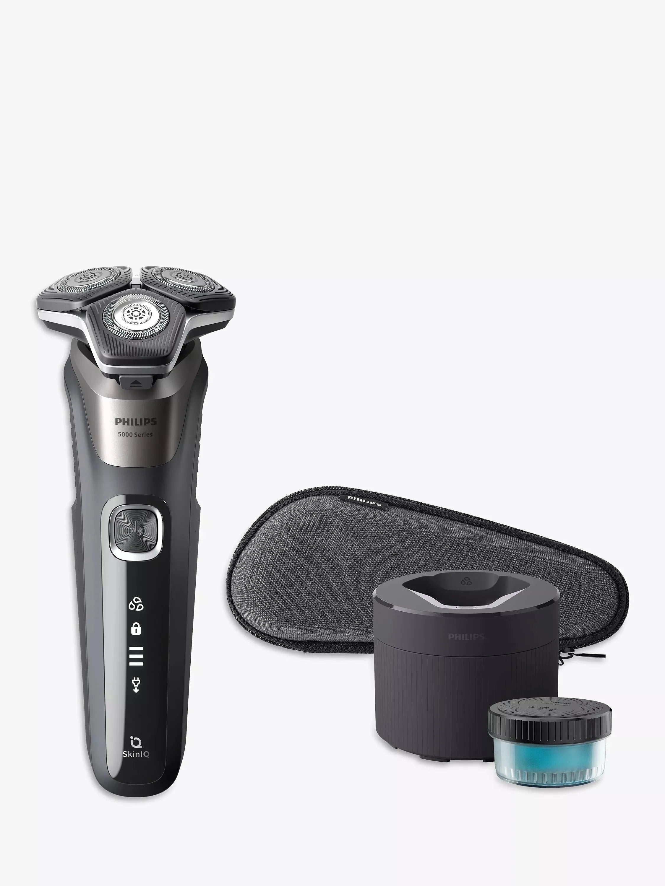 Philips S5887/50 Series 5000 Wet &amp;amp; Dry Men's Electric Shaver with Pop-up Trimmer, Travel Case, Quick-Clean Pod and Full LED Display, Carbon Grey