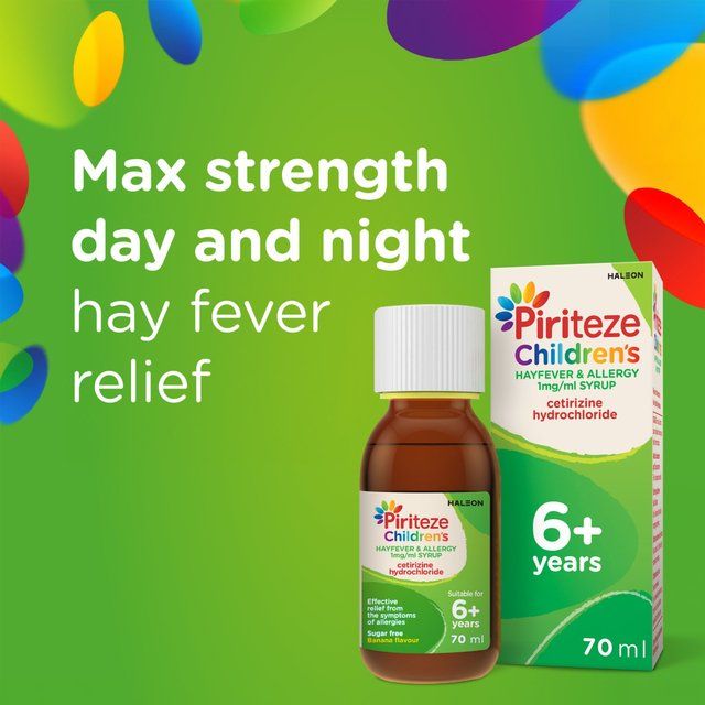 Piriteze Hayfever &amp;amp; Allergy Syrup Sugar Free Age 6+   70ml