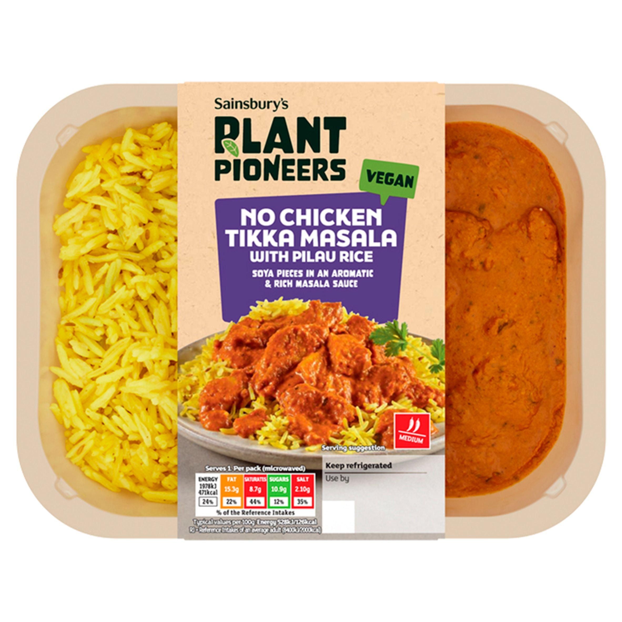 Plant Pioneers Vegan Tikka Masala &amp;amp; Pilau Rice Ready Meal for 1 400g