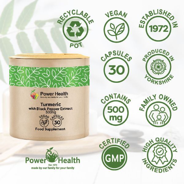 Power Health Turmeric 500mg &amp;amp; Black Pepper Capsules - 30s