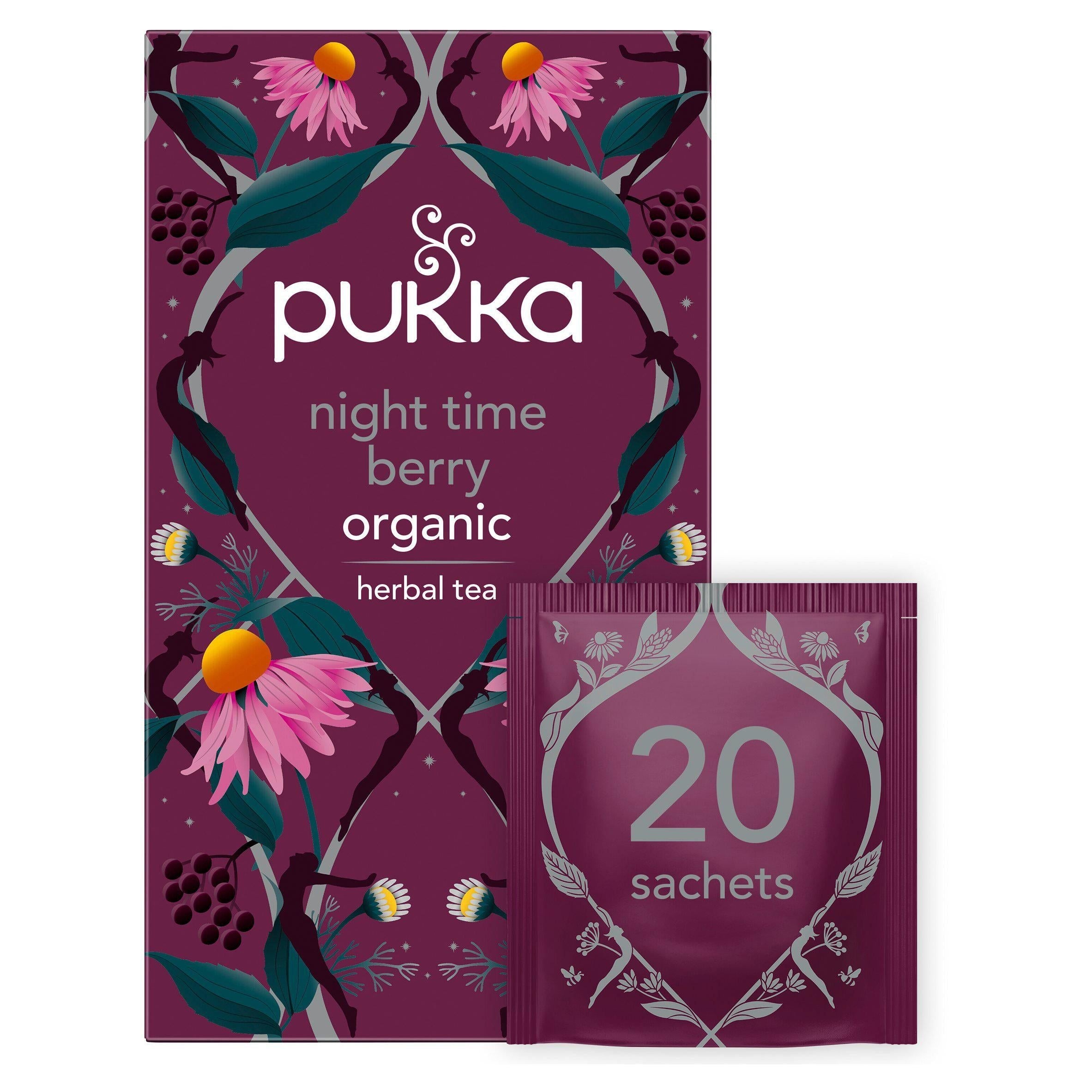 Pukka Organic Night Time Berry Herbal Tea Home Compostable Sleep Tea Bags x20