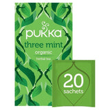 Pukka Organic Three Mint Tea 20 Home Compostable Herbal Tea Bags 32g   20 per pack Default Title