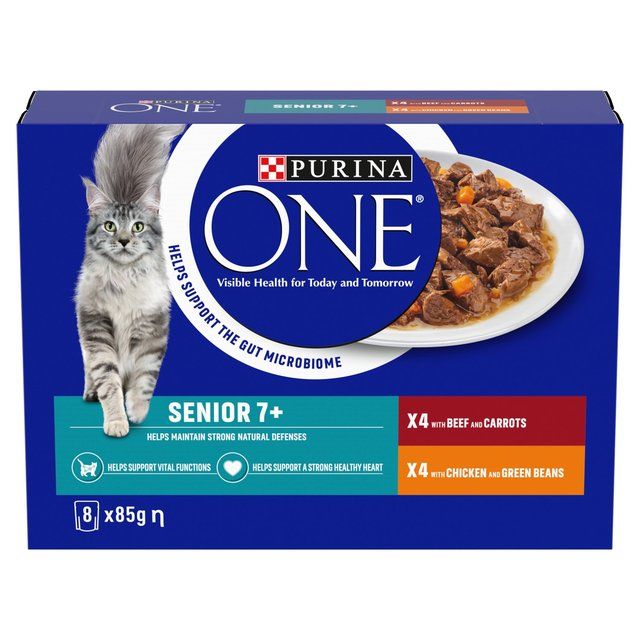 Purina One Senior 7+ Mini Fillets Chicken &amp;amp; Beef Wet Cat Food   8 x 85g