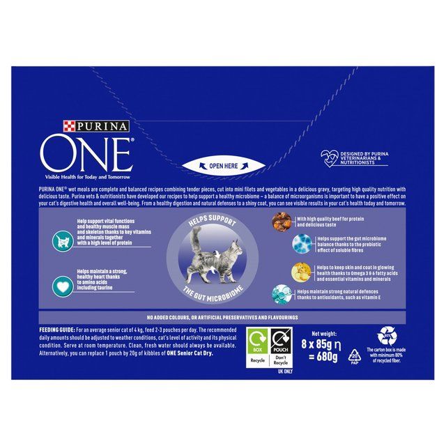 Purina One Senior 7+ Mini Fillets Chicken &amp;amp; Beef Wet Cat Food   8 x 85g