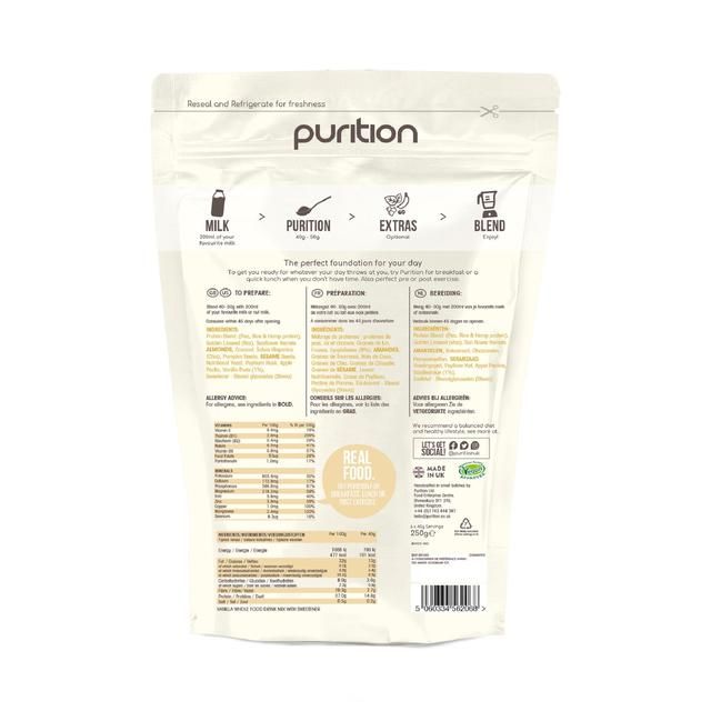 Purition Vanilla Vegan Wholefood Nutrition Powder    250g
