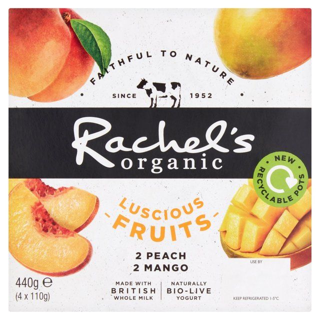 Rachel's Organic Luscious Fruits Peach &amp;amp; Mango   4 x 110g