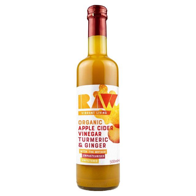 Raw Vibrant Living Organic Apple Cider Vinegar with Turmeric &amp;amp; Ginger   500ml