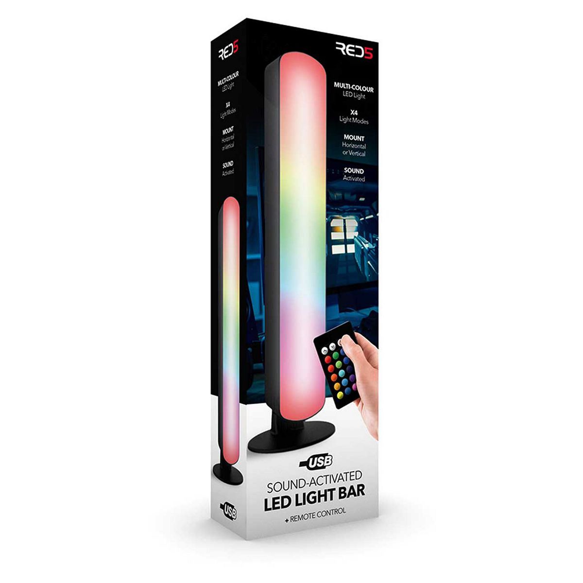 Red 5 LED Light Bar - Sound Reactive