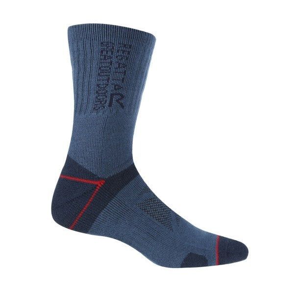 Regatta Mens Blister Protection II Socks (Pack of 2) (9-12) Dark Denim/Dark Red / 420.0EA