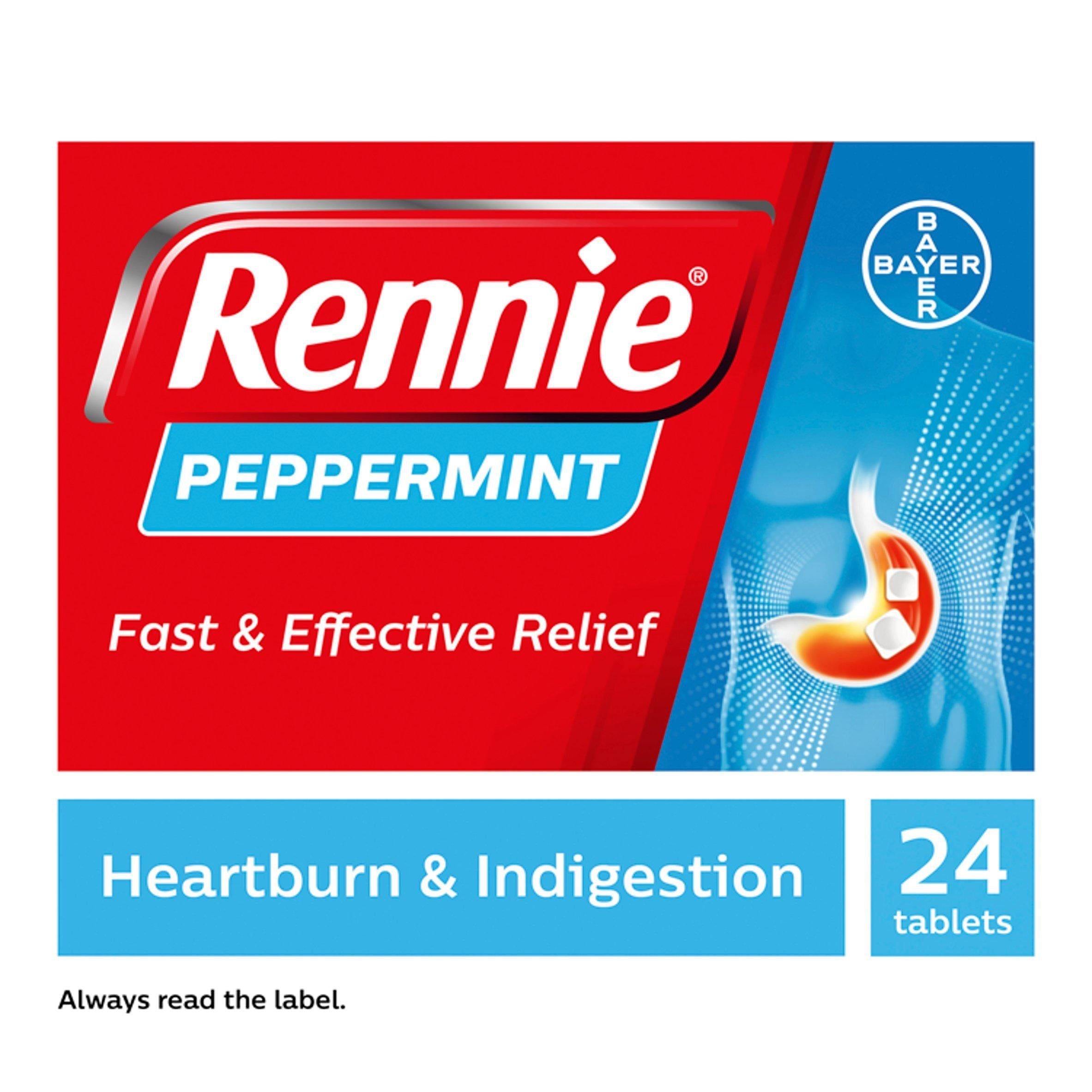 Rennie Peppermint Heartburn &amp;amp; Indigestion Relief Tablets x24