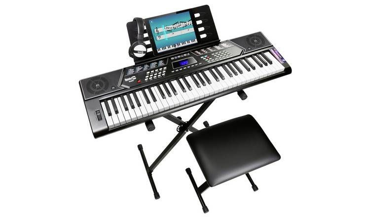 RockJam 61 Key Keyboard Piano with Stand, Stool &amp;amp; Headphones