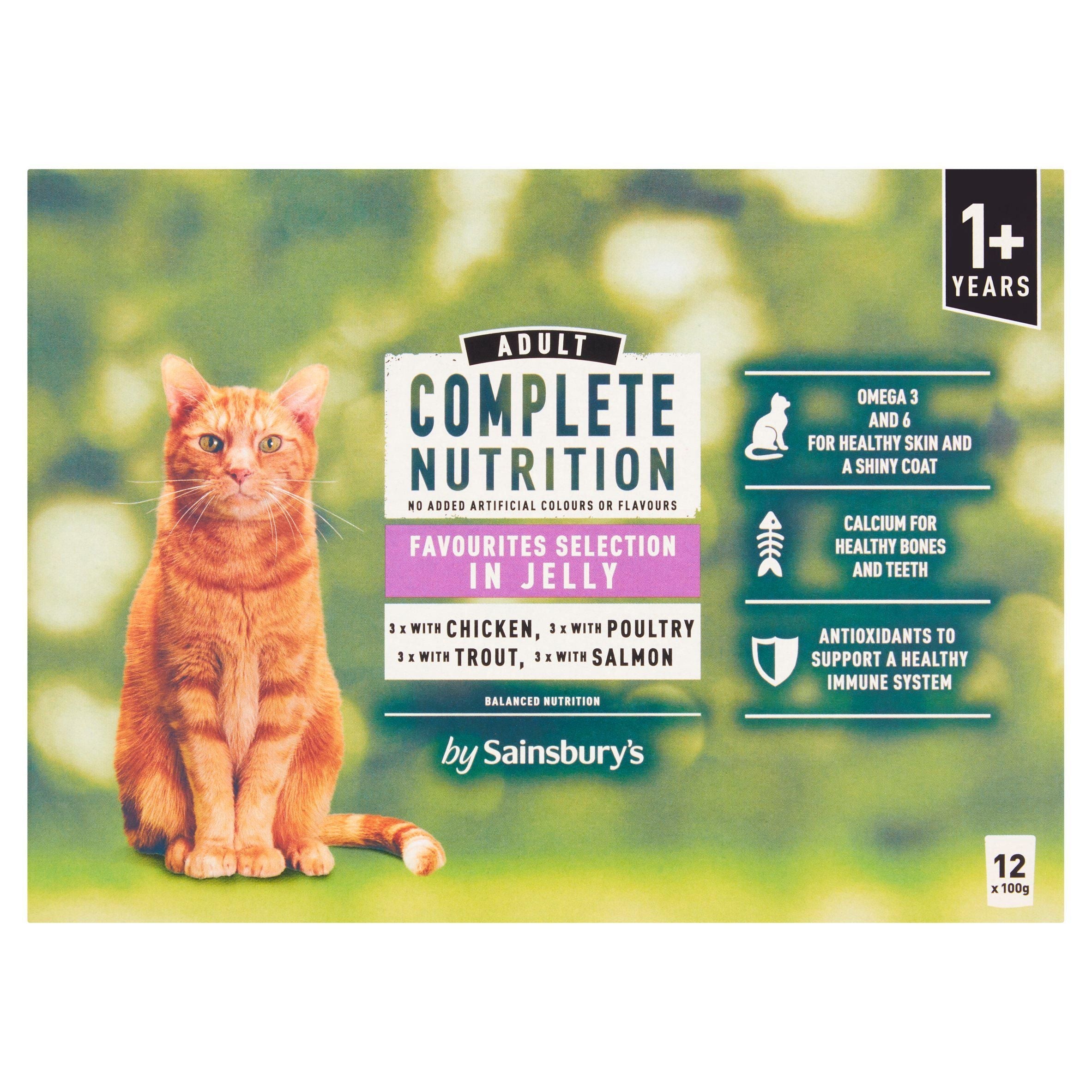 Sainsbury's Complete Nutrition 1+ Adult Cat Food Meat &amp;amp; Fish Selection in Jelly 12x100g