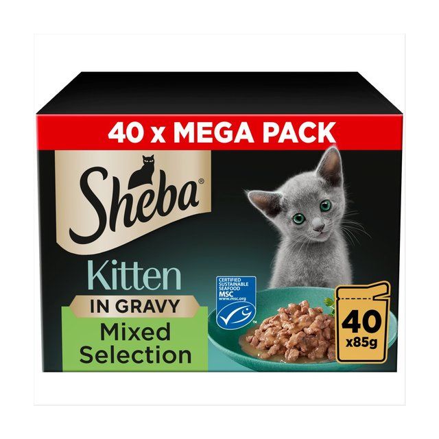 Sheba Sauce Collection Kitten Cat Pouches Mixed Selection in Gravy   40 x 85g