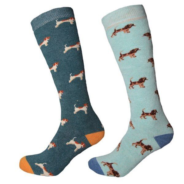 Simply s Womens Welly Socks (Pack Of 2) (UK 4-7) Teal/Baby Blue / 0.02EA
