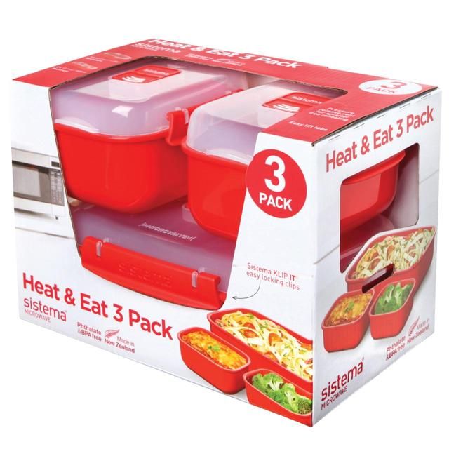 Sistema Microwave Heat &amp;amp; Eat Container Set 3 Pack   3 per pack