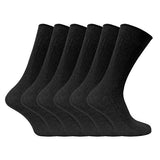 Sock Snob 6 Pairs Mens Ribbed 100% Cotton Socks 6-11 UK Black / 6EA