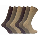 Sock Snob 6 Pairs Mens Ribbed 100% Cotton Socks 6-11 UK Brown / 6EA