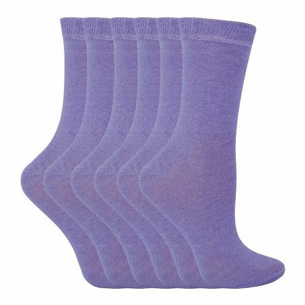 Sock Snob 6 Pk Childrens Solid Colour Cotton Socks 12-3 UK Lilac / 6EA