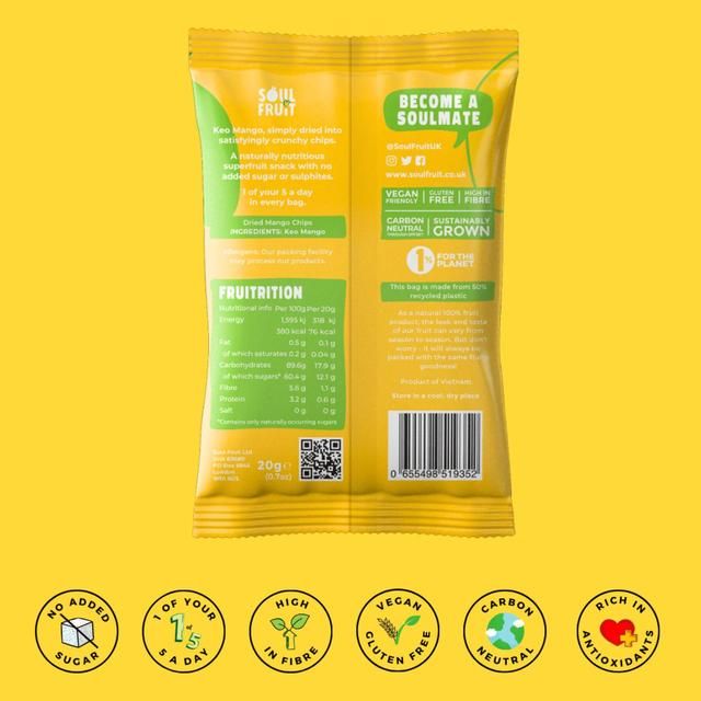 Soul Fruit Freeze Dried Mango Crisps   20g